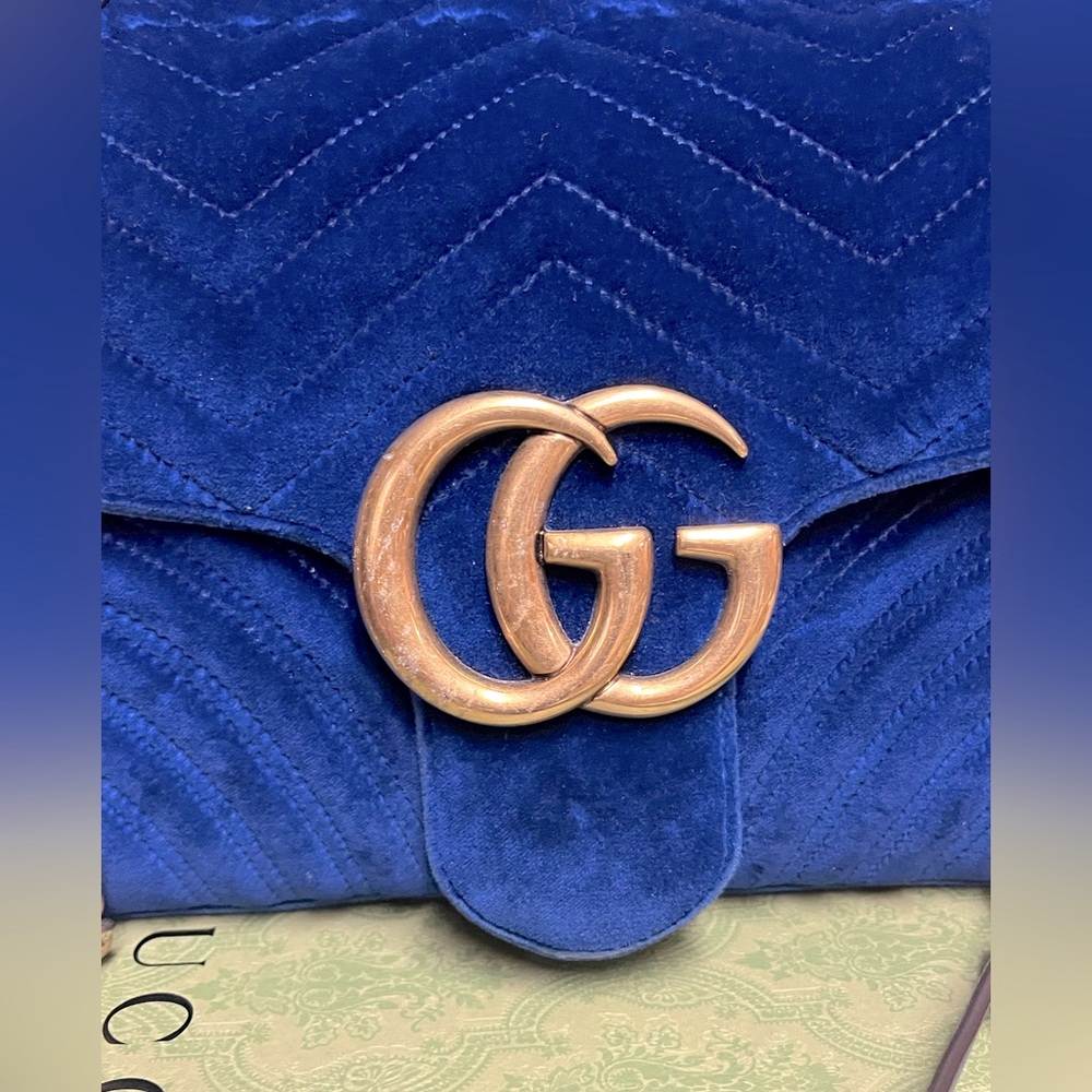 Gucci Big Blue Velvet Shoulder Bag(big size, not the mini/small) - Picture 3 of 16